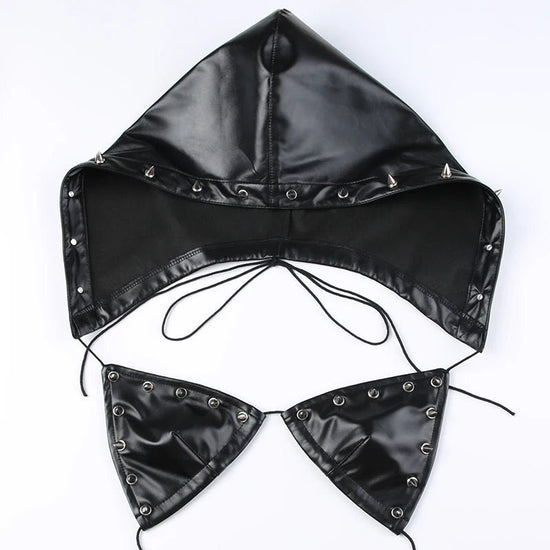 Darlingaga Strewtwear Punk Style Rivet Party Crop Top Bra Fashion Clubwear Hooded Sexy Tops Camisole Backless Lace Up Grunge New - SS69