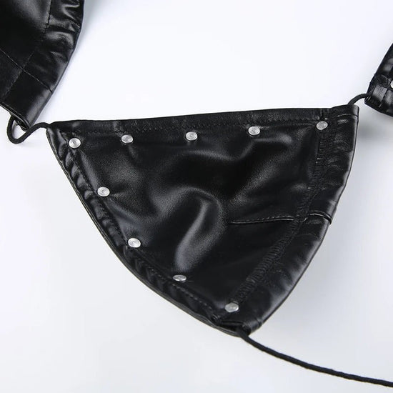 Darlingaga Strewtwear Punk Style Rivet Party Crop Top Bra Fashion Clubwear Hooded Sexy Tops Camisole Backless Lace Up Grunge New - SS69