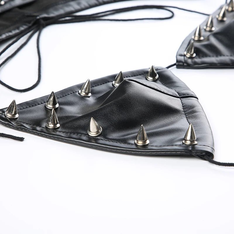 Darlingaga Strewtwear Punk Style Rivet Party Crop Top Bra Fashion Clubwear Hooded Sexy Tops Camisole Backless Lace Up Grunge New - SS69