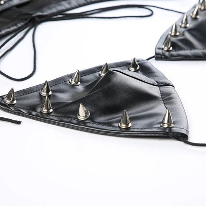 Darlingaga Strewtwear Punk Style Rivet Party Crop Top Bra Fashion Clubwear Hooded Sexy Tops Camisole Backless Lace Up Grunge New - SS69