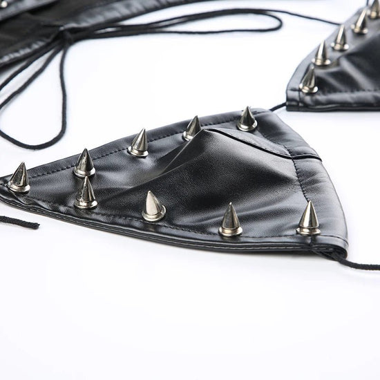 Darlingaga Strewtwear Punk Style Rivet Party Crop Top Bra Fashion Clubwear Hooded Sexy Tops Camisole Backless Lace Up Grunge New - SS69