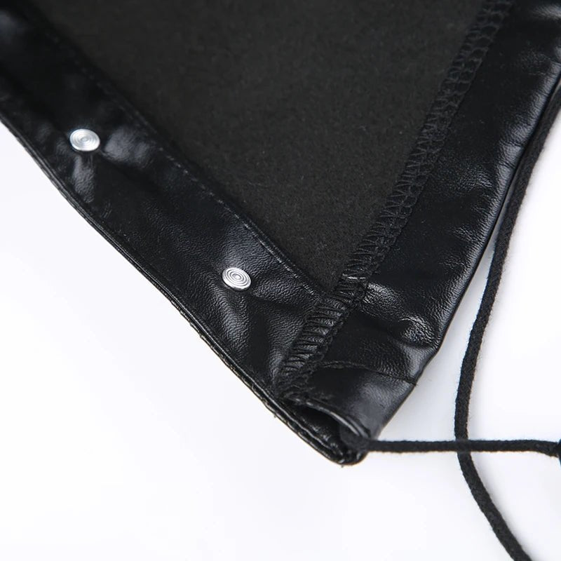 Darlingaga Strewtwear Punk Style Rivet Party Crop Top Bra Fashion Clubwear Hooded Sexy Tops Camisole Backless Lace Up Grunge New - SS69