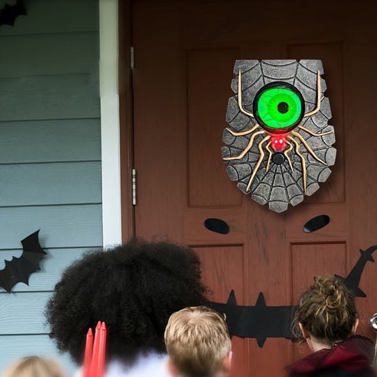 Sinister Haunted Doorbell - Luminous Ghostly Eye, Horror Sound Effects, and Animated Movement - Battery-Operated Halloween Decorative Hanging Prop for Universal, Oktoberfest, and Day of the Dead Celebrations (Requires 3 AAA B SS69