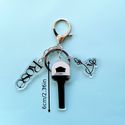 KPOP Rose Lightstick Keychain Acrylic Double-sided Transparent Bag Key Pendant Accessories Creative Star Peripheral SS69