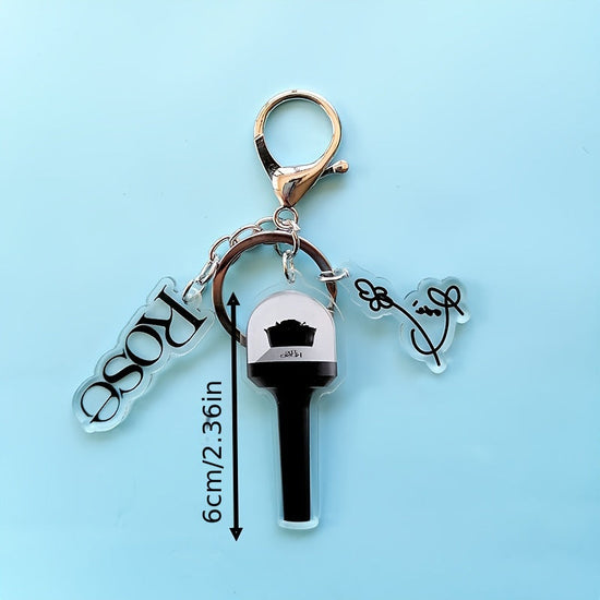KPOP Rose Lightstick Keychain Acrylic Double-sided Transparent Bag Key Pendant Accessories Creative Star Peripheral SS69