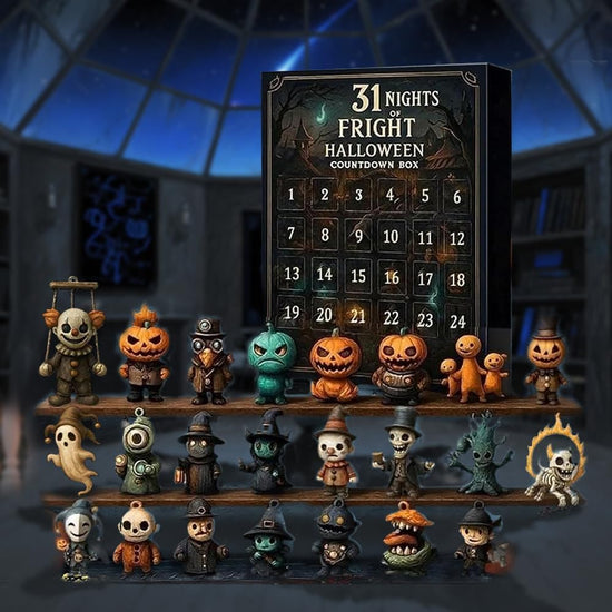 31 Nights of Fright Halloween Countdown Box with Figurines - Spooky Resin Advent Calendar, 2025 Gift Box with Hanging Charms & Mini Decorations, No Electricity Needed, Perfect for Halloween Party Favors, Halloween Decorations SS69