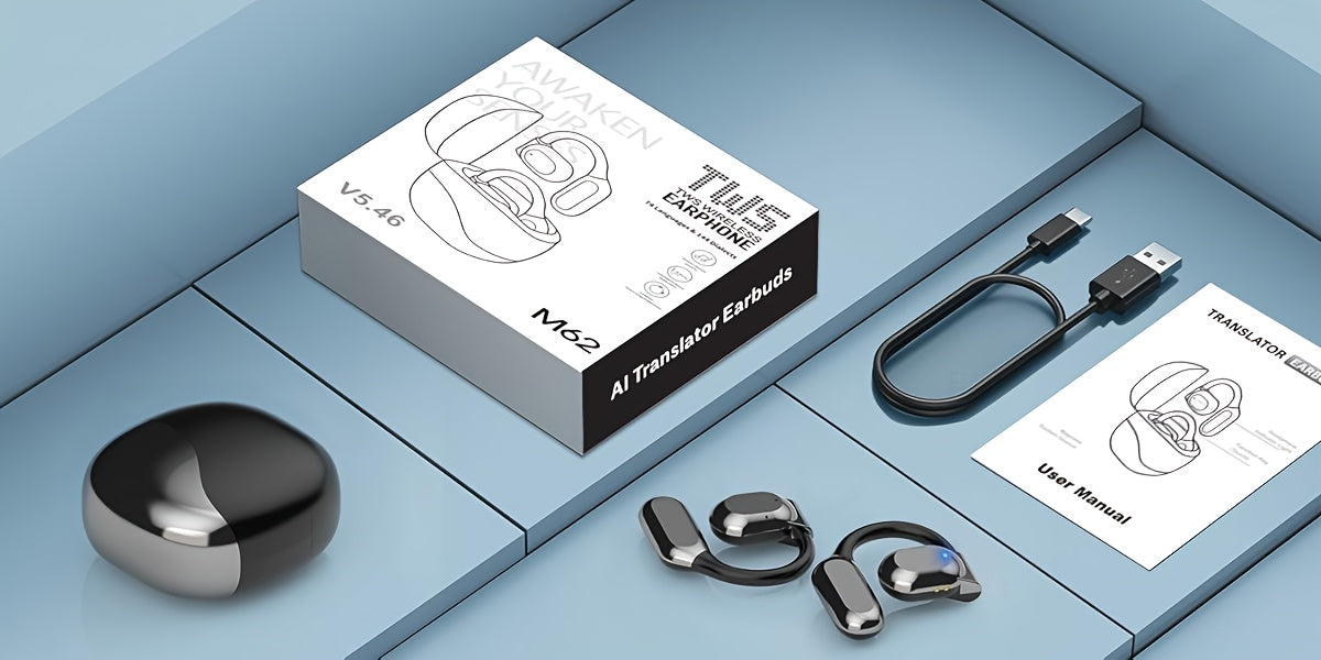 Real-Time Languages Smart AI Translation Earbuds - Translate In Real-Time, Providing Precise Simultaneous Interpretation to Eliminate Language Obstacles for Seamless Business Trips, Social Interactions, Education, Work, And C SS69