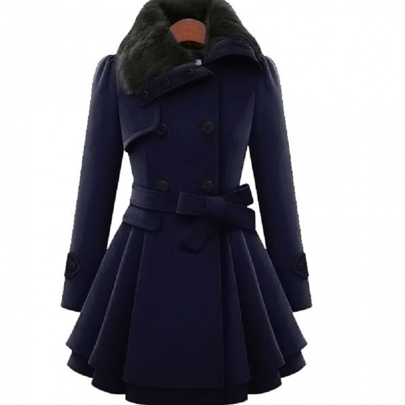Plus Size Women's Fleece Winter Coat with Lapel Collar
