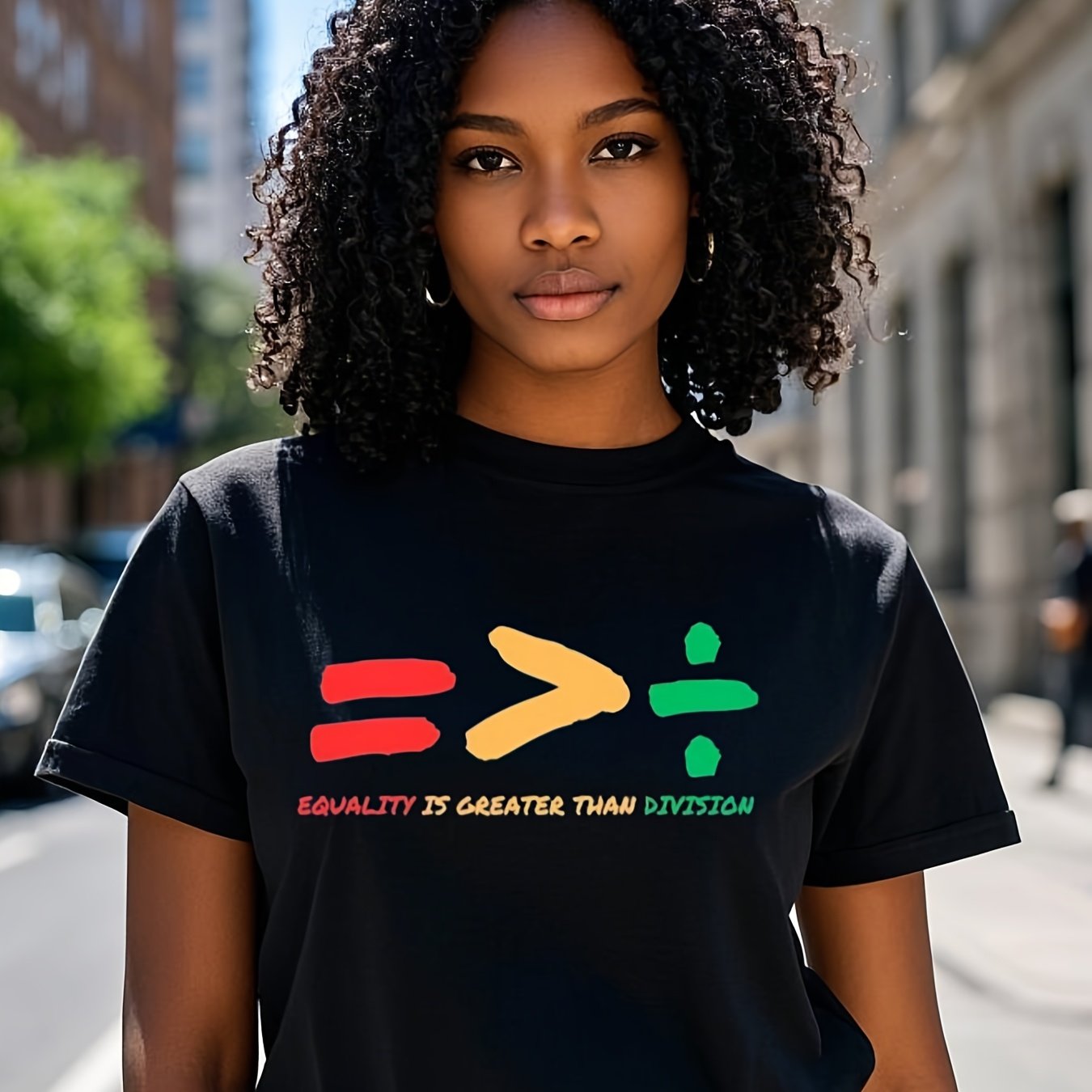 Women's Black History Graphic T-Shirt - Equality Hurts No One Design, Casual Tee, Short Sleeve, Round Neck, Spring/Summer Wear, Machine Washable, TEERAPHIQUE SS69 13.69 Black / XXL