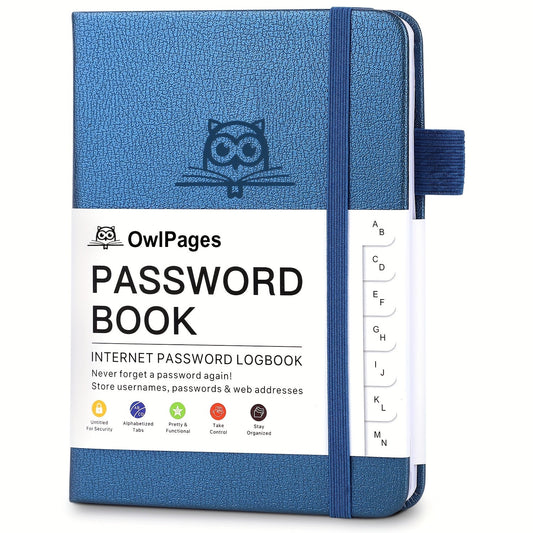 [Secure Password Book] Hardcover Password Book With Alphabetical Tabs | Password Keeper Notebooks For Seniors, Internet Password Logbook Journal, Address Organizer For Computer & Website Logins, Pocket Size SS69 8.69 Blue