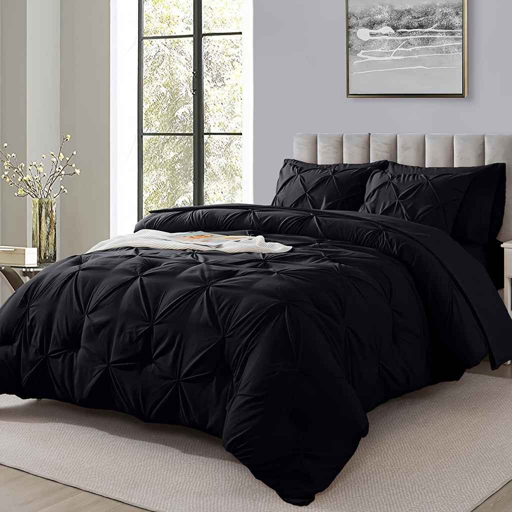 Cosybay 7pcs Comforter Set, Luxury Soft Fluffy Bedding, 1 Comforter 1 Fitted Sheet 1 Flat Sheet 4 Pillowcases & Pillow Cover, All Season Quilt Set Queen, Hypoallergenic Breathable Easy Care, Valentine's Day Gifts School Hallo