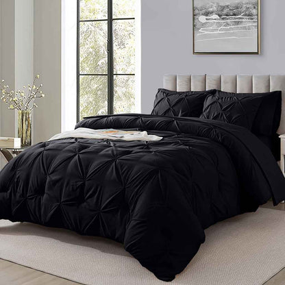 Cosybay 7pcs Comforter Set, Luxury Soft Fluffy Bedding, 1 Comforter 1 Fitted Sheet 1 Flat Sheet 4 Pillowcases & Pillow Cover, All Season Quilt Set Queen, Hypoallergenic Breathable Easy Care, Valentine's Day Gifts School Hallo