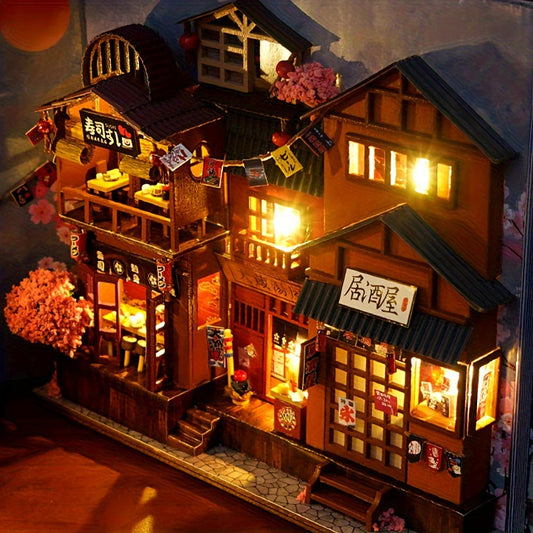 3D Handcrafted Cherry Blossom Alley Bookends, Japanese Style Miniature Model, Art Deco Home Decor, Thanksgiving Tabletop Display, Manufactured Wood, Dry Battery Powered (3 Button Batteries Not Included), Creative Valentine'S SS69