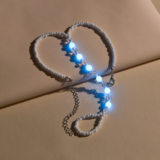 Boho Chic Adjustable Beaded Anklet with Glow-in-the-Dark Features - Summer Beach Vacation Foot Jewelry for Women, Resin Material, Perfect for Parties and Getaways, Vacation Accessory|Glowing Beads|Resin Construction, Beach Ac SS69