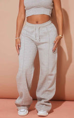 Shape Grey Marl Binded High Waist Wide Leg Joggers