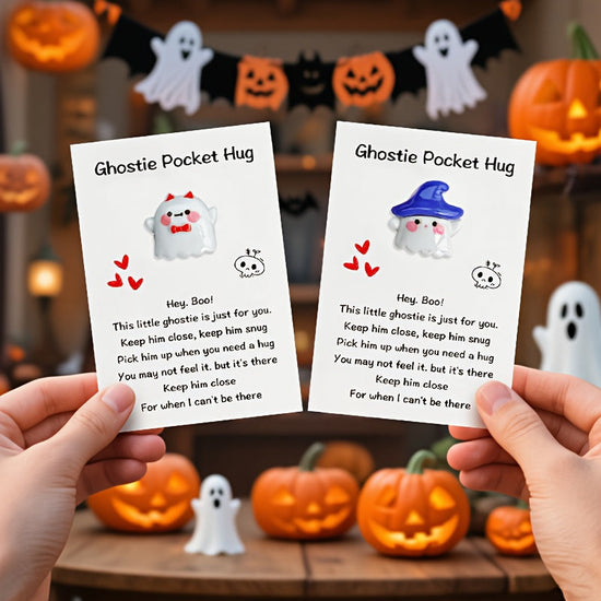 40pcs Halloween Cards with Pocket Hug - Cute Ghosts, Bats, Pumpkins - Spooky Cute Party Decorations, Birthday & Wedding Greeting Cards - Includes Hug Pocket for Easy Storage - Perfect for Halloween Party Favors, Gifts for Fam SS69
