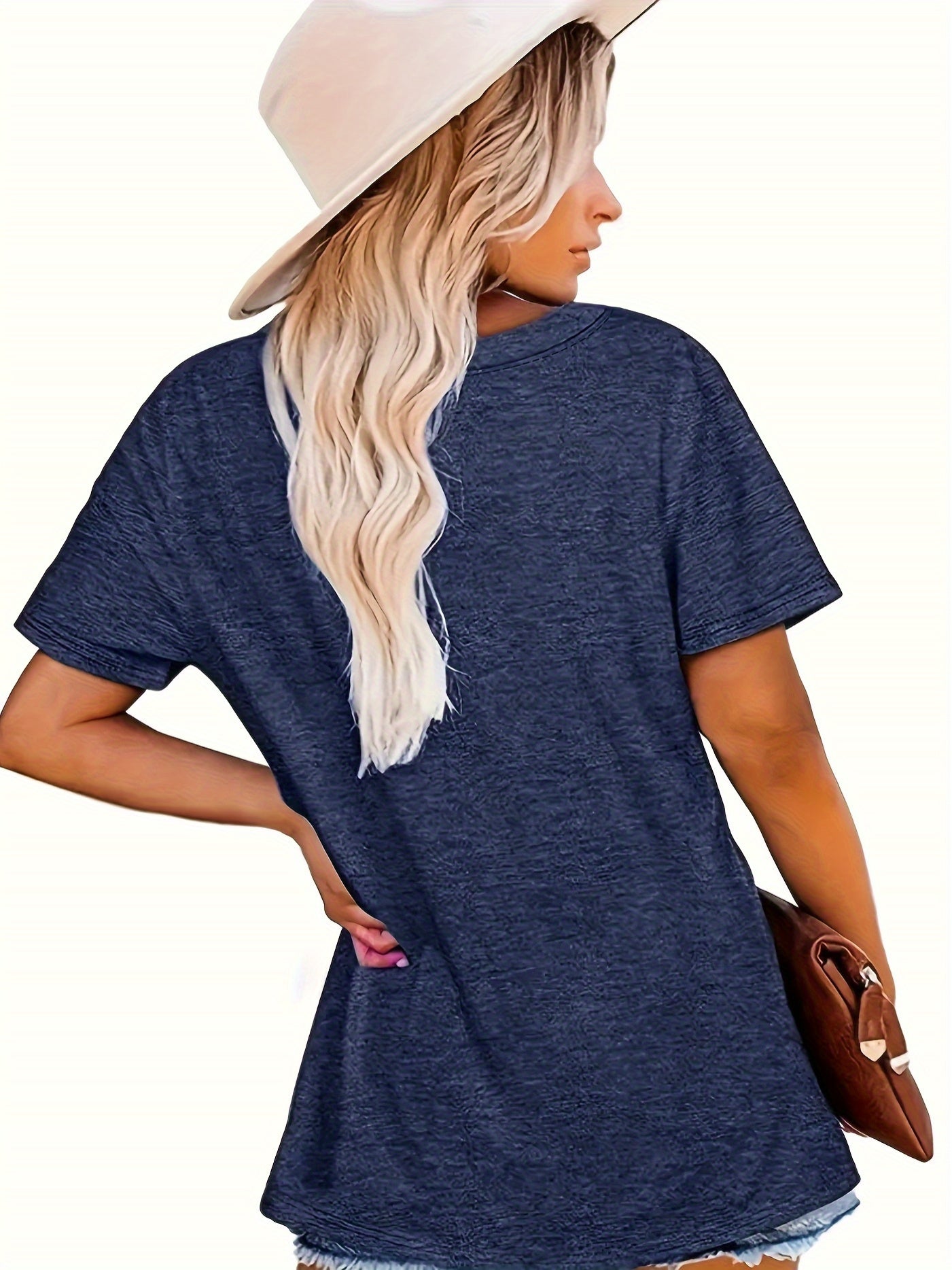 [Tee] Soft Women'S Navy Graphic Tee Casual Round Neck Short Sleeve-Shirt, Moon& Stars Design, Casual Attire SS69