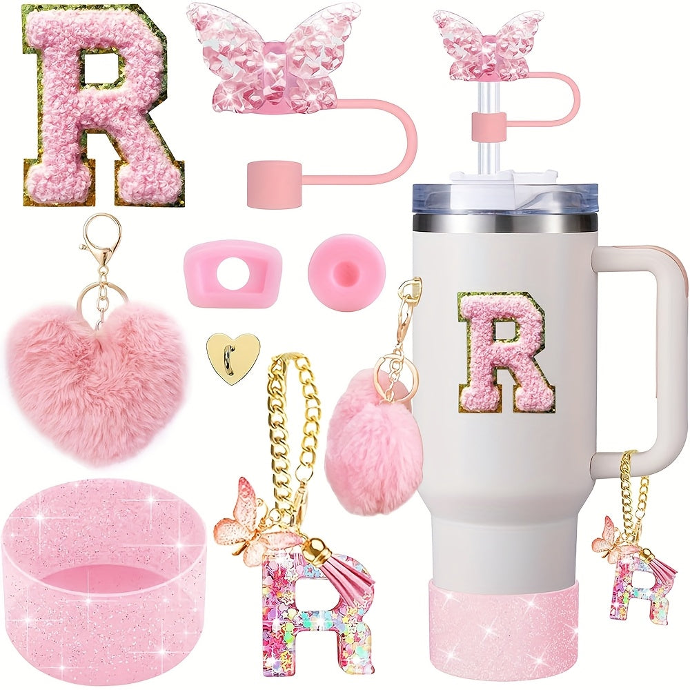 8pcs Cup Accessories for Cup 30oz 40oz Includes Butterfly Straw Cover Cap Silicone Boot Alphabet Handle Charm Initials Sticker 2pcs Spill Proof Stopper Heart Hook Love Plush Ball, Best for Christmas, Perfect for Thanksgiving SS69 15.69 R