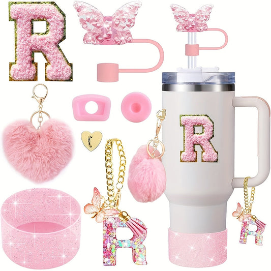8pcs Cup Accessories for Cup 30oz 40oz Includes Butterfly Straw Cover Cap Silicone Boot Alphabet Handle Charm Initials Sticker 2pcs Spill Proof Stopper Heart Hook Love Plush Ball, Best for Christmas, Perfect for Thanksgiving SS69 15.69 R