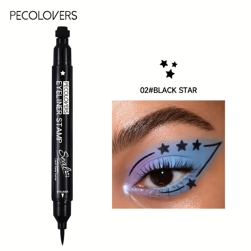 PECOLOVERS 2-in-1 Black Liquid Eyeliner Stamp Pen, Waterproof Quick Dry Love Heart Design, Cosmetic Makeup Tool SS69 7.69 02