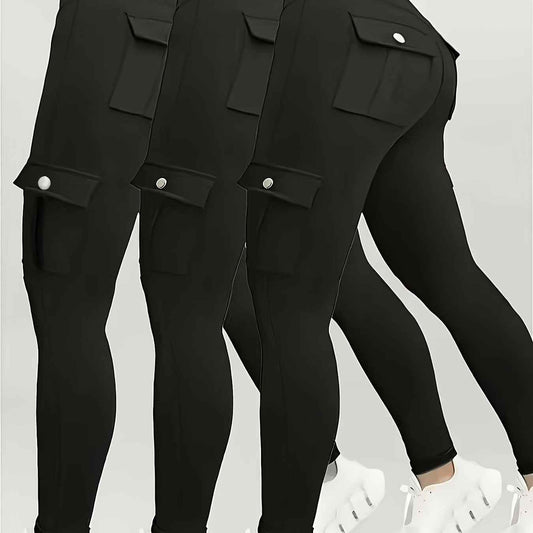 Plus Size, Three-Pack Plus Size Solid Color High-Waisted Stretchy Jeans