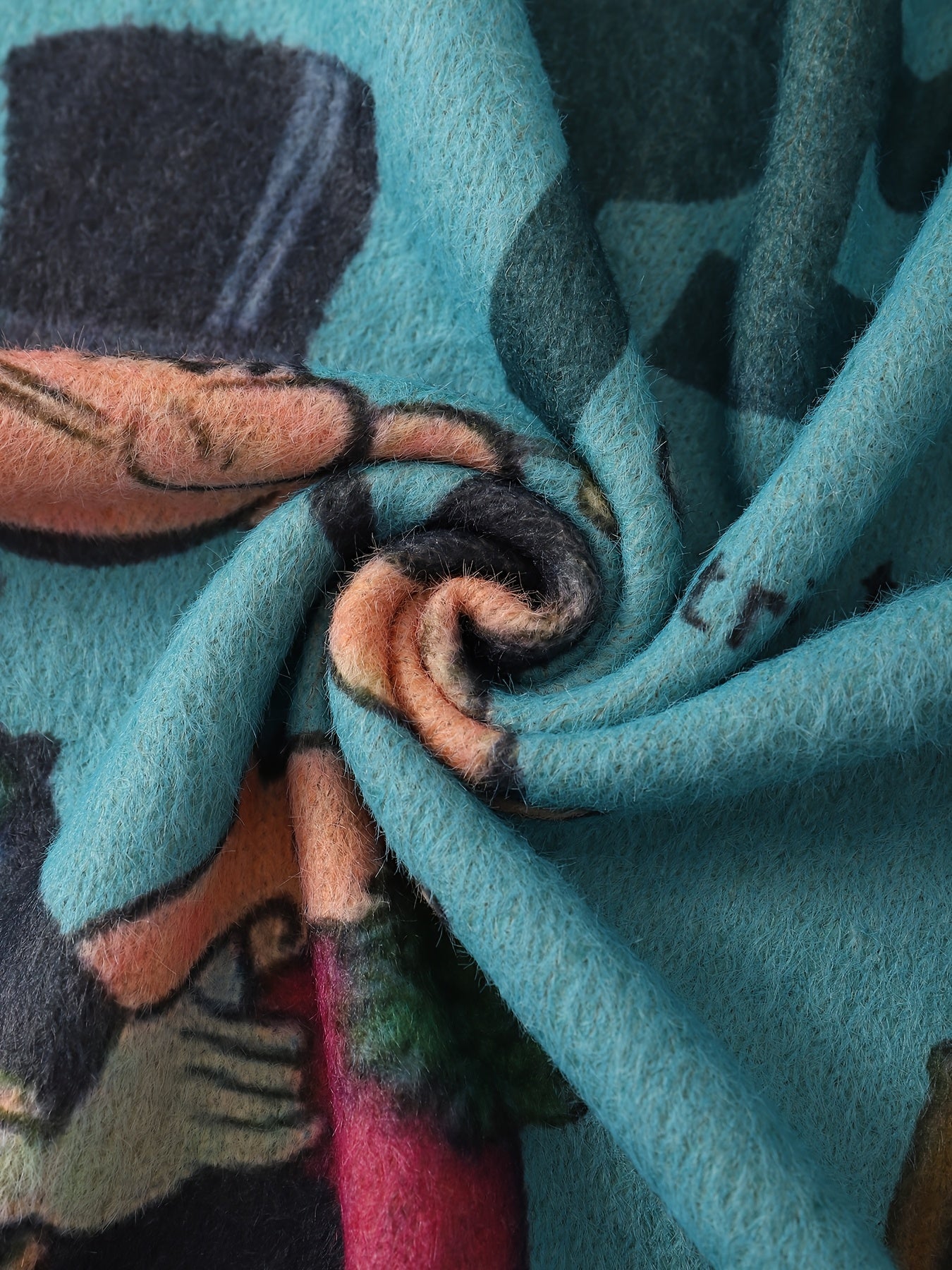 [Cartoon Sailor Graphic Sweater] Elegant Cartoon Sailor Graphic Mink Fleece Knit Sweater - Crew Neck Long Sleeve Pullover for Women, Machine Washable, Big Pattern, Casual SS69