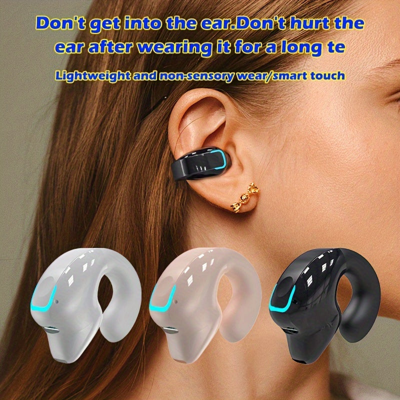 Clip-On Wireless Earbuds with Noise Cancellation, Phone Control, Rechargeable Lithium Polymer Battery, Comfortable Headphone Design for Sports, Camping, and Panoramic Sound Effects, Earbuds Wireless SS69