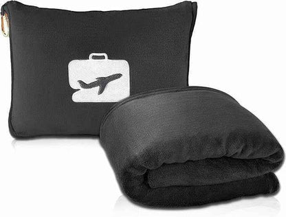 Travel Blanket and Pillow - Ultra-Soft, Compact & Lightweight, 65x40 Inches, with Carry Case, Luggage Sleeve & Backpack Clip for Airplane Comfort
