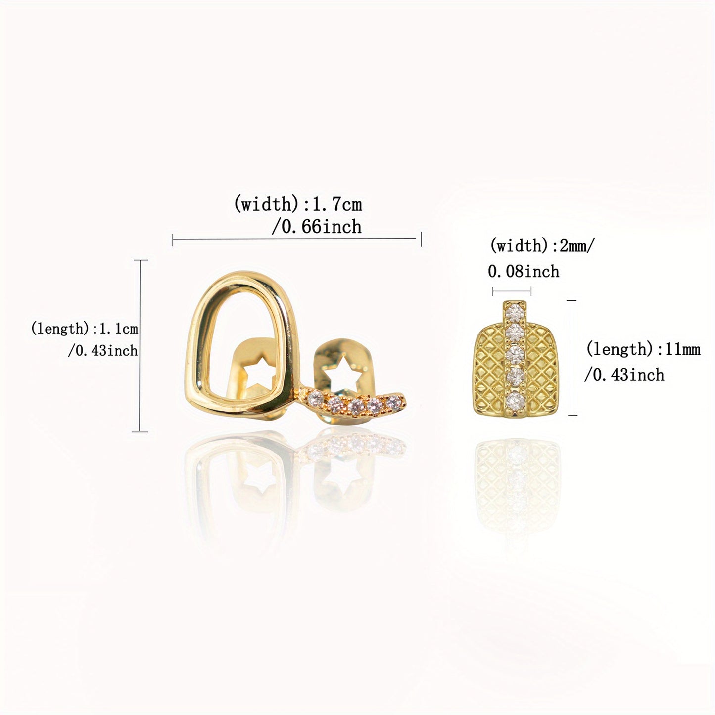 RAPIKING 2pcs Stylish Hip Hop Grillz - Punk Style, Cubic Zirconia Inlaid, Unisex Teeth Caps for Streetwear Fashion, Ideal Christmas & Carnival Gifts - SS69