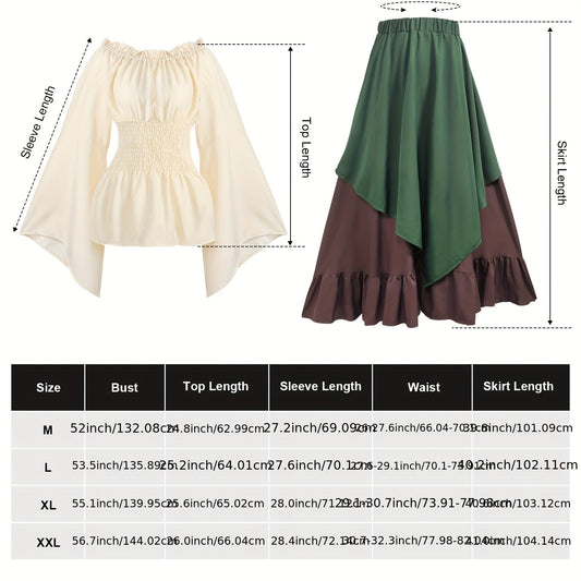 Women's Medieval Renaissance Costume - Green, X-Large, Includes Blouse, Skirt, Pouch, Corset Belt for Halloween SS69