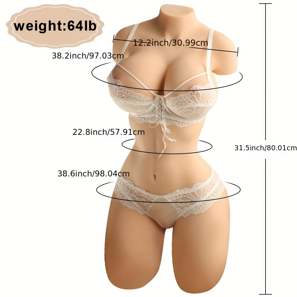 31.5 Inches, 64 Pounds, Real Soft Touch, Big Chest, Big Butt, Realistic Tight Vagina And Anus, Half Body Female Torso, Male Masturbation Orgasm, 3D Adult Sex Toy, Male Masturbation Toy SS69