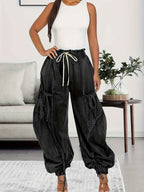 Womens Baggy Jeans Women'S Fashionable Drawstring Lace-up