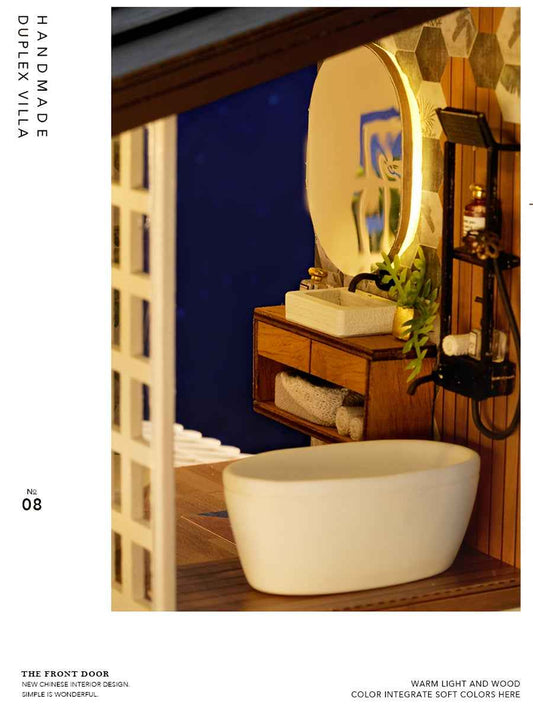 A Miniature Dollhouse Kit Featuring Furniture, a Wooden House Model Complete with a Dust Cover And a Music Box, Designed at a 1:24 Scale, Perfect As an Elegant Gift for Adult Friends Or Lovers on Their Birthday (Glue Not Incl