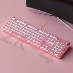 YINDIAO Pink Mechanical Keyboard with Cherry Switches - Retro Punk Design, Backlit Gaming Keyboard for Office & Home Use, Office Keyboard | Pink Keyboard | Nonslip Texture SS69 40.69 Cherry Blossom Powder [green Axis]