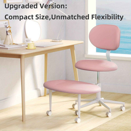 Ergonomic Cross Legged Office Chair | 360° Swivel, Adjustable Height, Lumbar Support, Velvet and PU Leather Black, Stainless Steel Frame, Memory Foam, Perfect Christmas Gift for Fidgety Sitters and Yoga Lover.