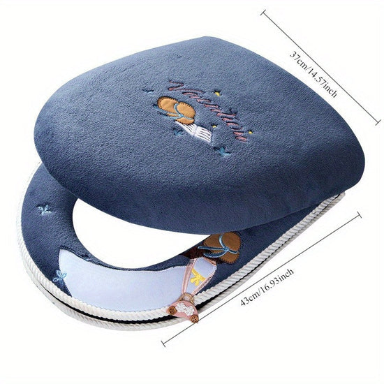 2pcs/3pcs Winter-Themed Toilet Seat Cover Set, Soft Plush Padded Covers, with Embroidered Cartoon Design, Easy to Clean, Portable, with Zipper Closure for All Seasons SS69