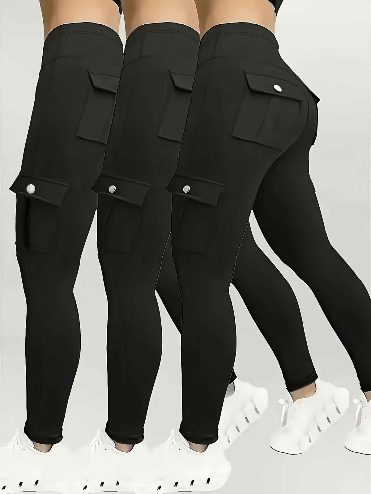 Plus Size, Three-Pack Plus Size Solid Color High-Waisted Stretchy Jeans