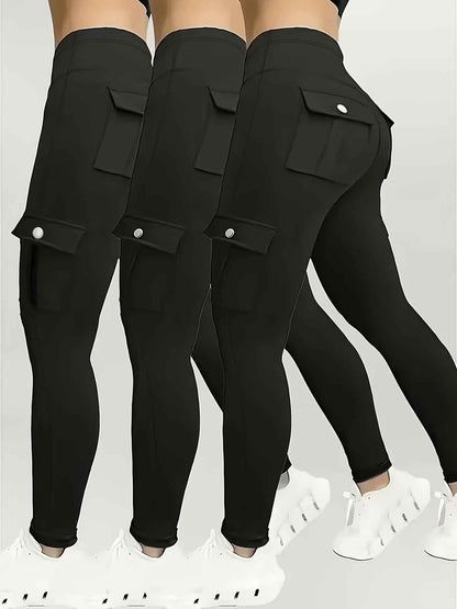 Plus Size, Three-Pack Plus Size Solid Color High-Waisted Stretchy Jeans