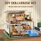 A Miniature Dollhouse Kit Featuring Furniture, a Wooden House Model Complete with a Dust Cover And a Music Box, Designed at a 1:24 Scale, Perfect As an Elegant Gift for Adult Friends Or Lovers on Their Birthday (Glue Not Incl