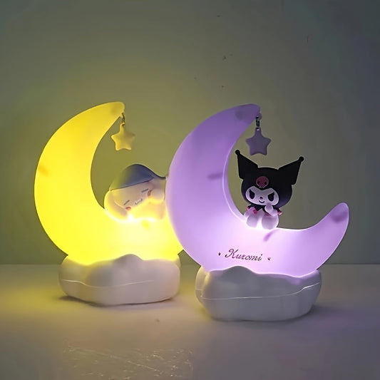 [Kuromi Cinnamonroll Moon LED Light] Sanrio Kuromi 3D Cartoon Ornament LED Light - Cinnamonroll Moon Kawaii Cute Beauty Bedroom Night Light Bedside Decor Lamp Gifts SS69