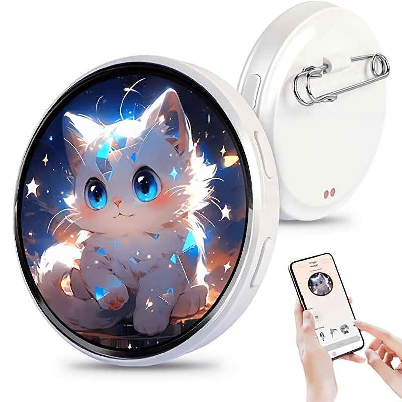 2026 New Electronic Badge with Display, Dynamic Touch, High Frame Rate, 600mAh Battery Life, 6.0 Bluetooth, USB Magnetic Charging, Anime Brooch & Digital Badge Compatible with Anime Fans to Wear On Occasions, Cosplay And Conc