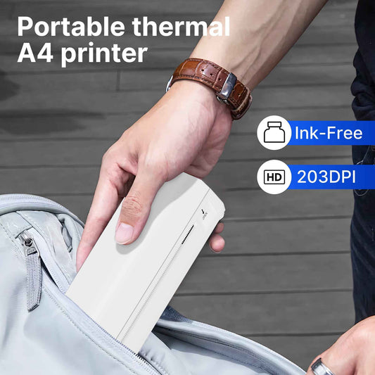 Portable Printer Wireless For Travel, Thermal Printer Inkless, Small Compact Printer Support Folding Paper/rolling/tattoo paper, Work With Laptop Phone And Pad