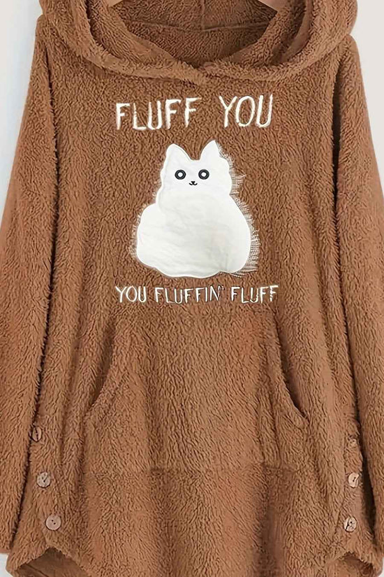 Plus Size, Plus Size Women's Autumn Winter -Lined Thickened Hooded Hand- Sweatshirt