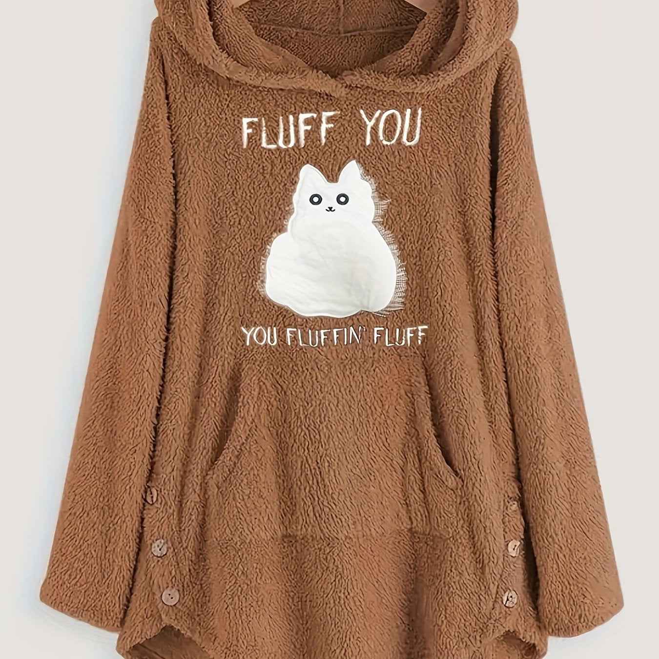 Plus Size, Plus Size Women's Autumn Winter -Lined Thickened Hooded Hand- Sweatshirt