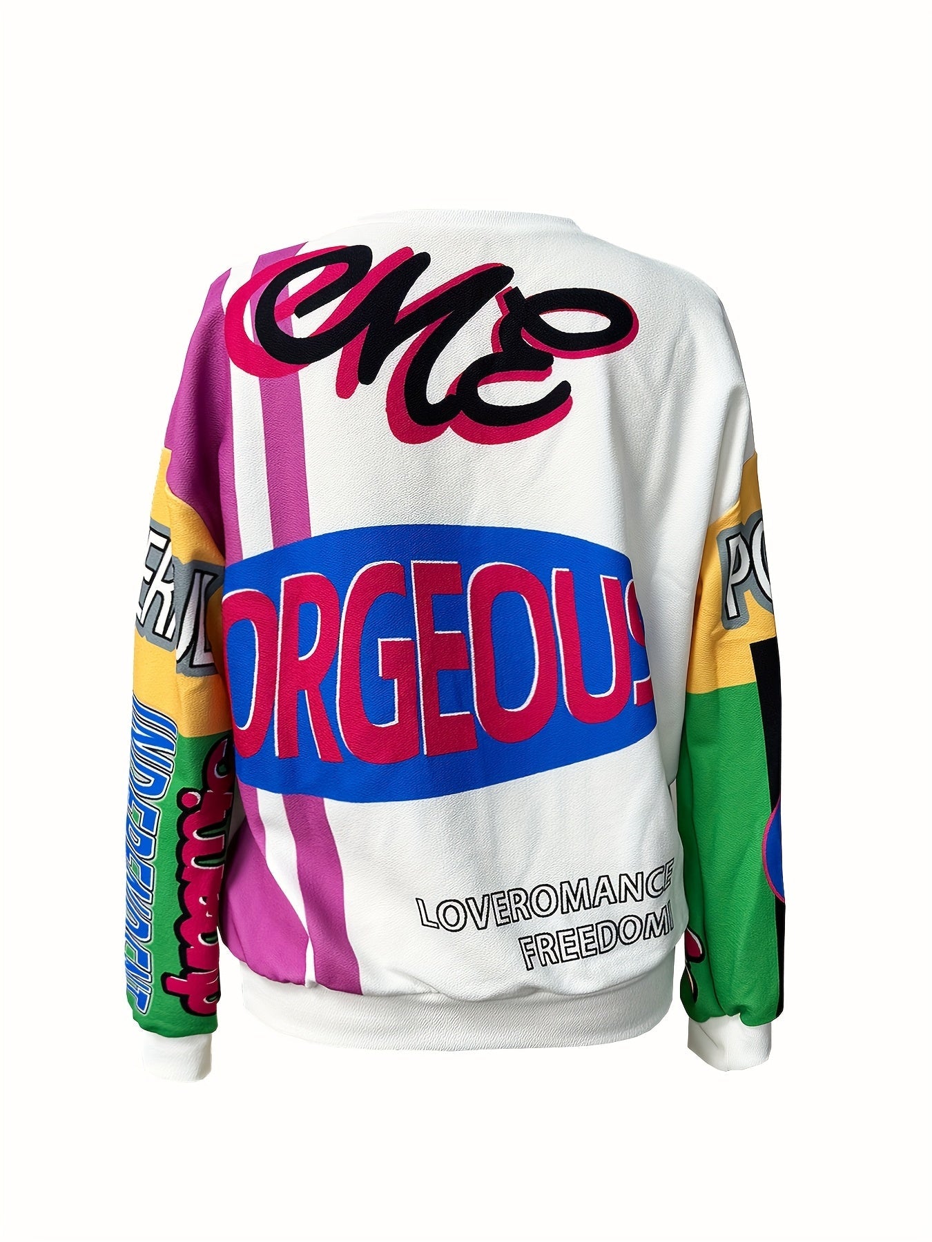 Slayr Collection Women'S Elegant Polyester Spandex V-Neck Sweatshirt with Bold Alphabets Print, Long Sleeve Casual Sport Pullover with High Stretch, Regular Length - For Women - Perfect for Casual Wear & Sports - Stylish Gift SS69