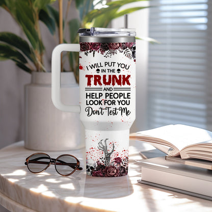 [Horror Cat Coffee Mug] Halloween Horror Cat Coffee Mug | 1pc Stainless Steel Insulated Cup 40oz with Lid & Straw, Large Capacity, White - Halloween Cat Cup SS69