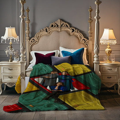 Only Murders in the Building" Cozy Flannel Throw Blanket - Soft, All-Season Polyester Blend with Unique Character Design, Perfect for Bed, Car, or Camping, Contemporary Style, Mixed Colors SS69