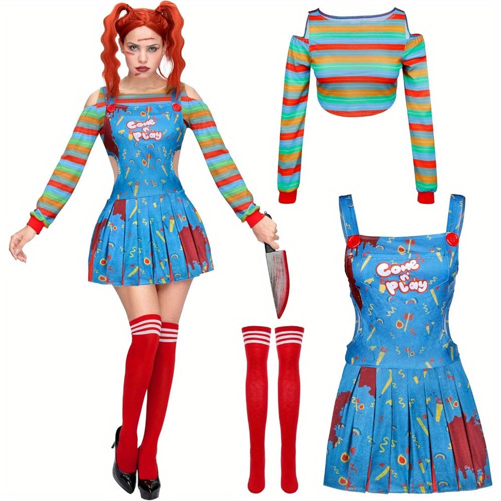 Halloween Killer Doll Costume Women, Adult Creepy Doll Dress, Halloween Costume Women for Cosplay, Womens Halloween Costumes, Halloween Costumes Plus Size Women, Costume Halloween, Halloween Costume for Women, Adult Halloween SS69 26.69 L