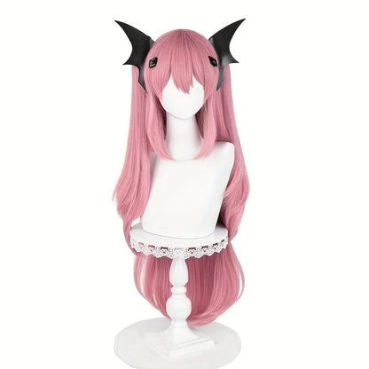 1pc Anime Inspired Lotus Pink Tiger Clip Wig, Double Ponytail, Long Straight Hair, Heat Resistant, Buckle Net Cap, Cosplay Festive Dress Up Wig for Party Gatherings and Everyday Use SS69