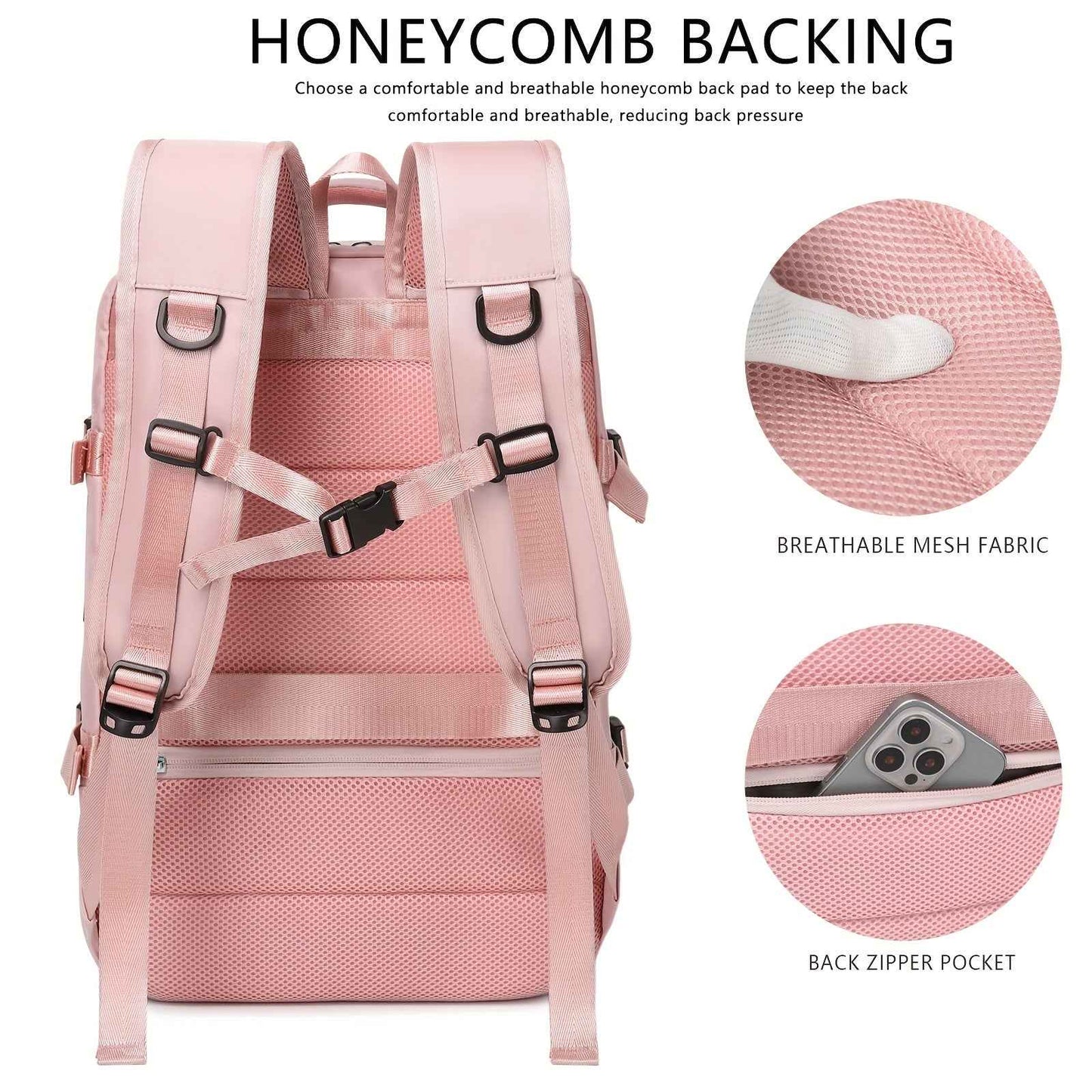 [Lightweight|Large Capacity] Lightweight Large Capacity Backpack | 15.6" Tablet/15" Laptop Compatible, 20+1 Compartments, Padded Shoulder Straps, Golden-Tone Hardware, Soft Shell School Travel Backpack for Women & Men, White